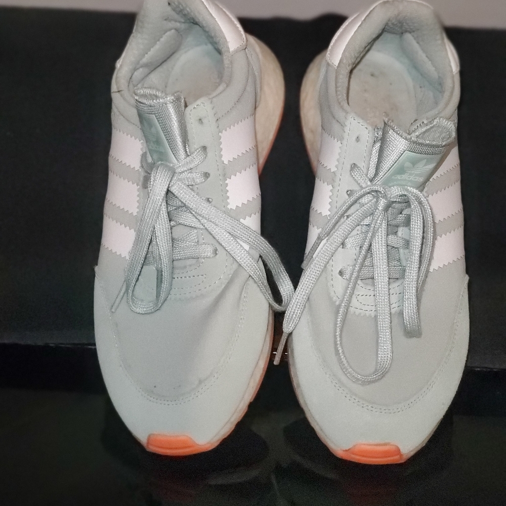 Adidas Women's Light Mint and White Sneakers
